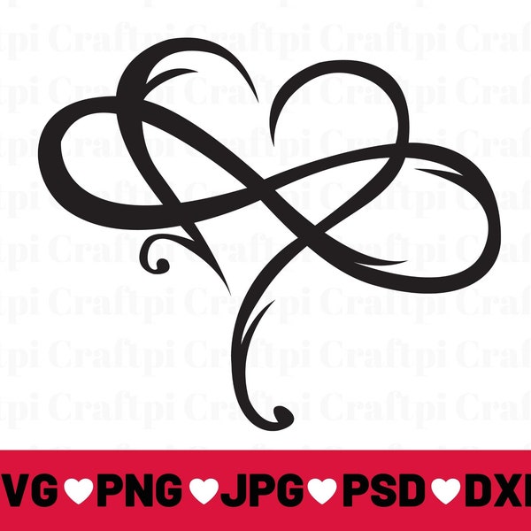 Infinity Heart SVG, Heart Image, Heart SVG, Infinity Heart Outline Shape Love, Valentine SVG, Cricut, Silhouette, Png, tshirt design