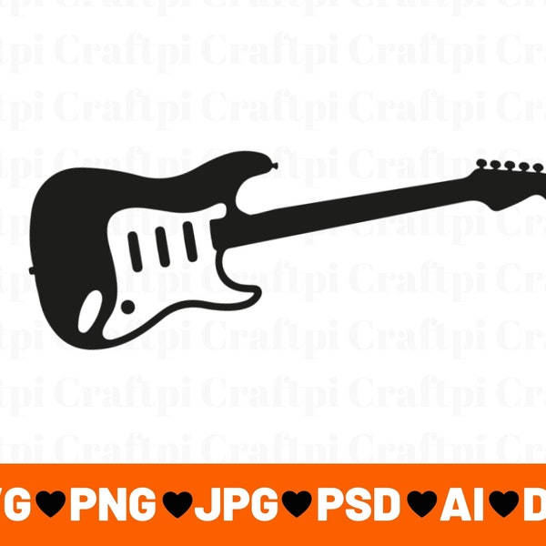 Electric Guitar SVG - Cut files for Cricut - Silhouette - Vector - Instant Digital Download - svg, png, jpg, and psd files included!