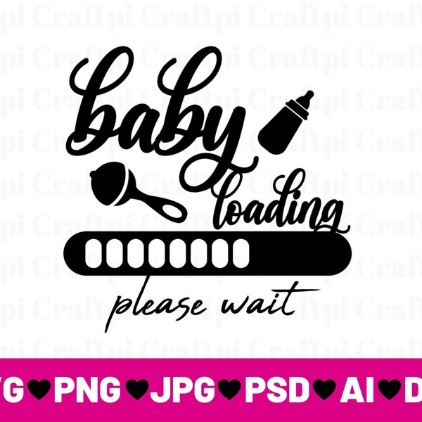 Baby lädt bitte warten SVG, Lade Fortschrittsbalken geschnittene Dateien, Baby lädt SVG Vektordateien, lustige Ladebalken Vektor, sofortiger Download