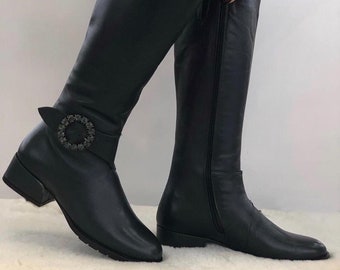 womens navy blue tall boots