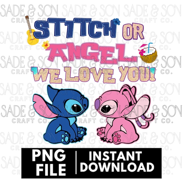 Stitch or Angel baby gender reveal PNG