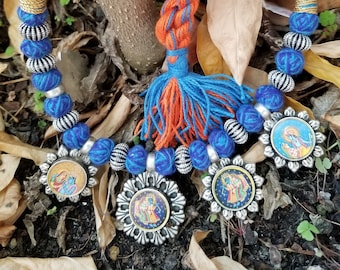 Handgeschilderde Radha Krishna Pure Sterling Zilver (92.5) Neckwear