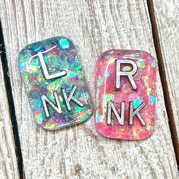 Small Mini Rectangle X-ray Markers Set with Initials or Numbers, Glitter
