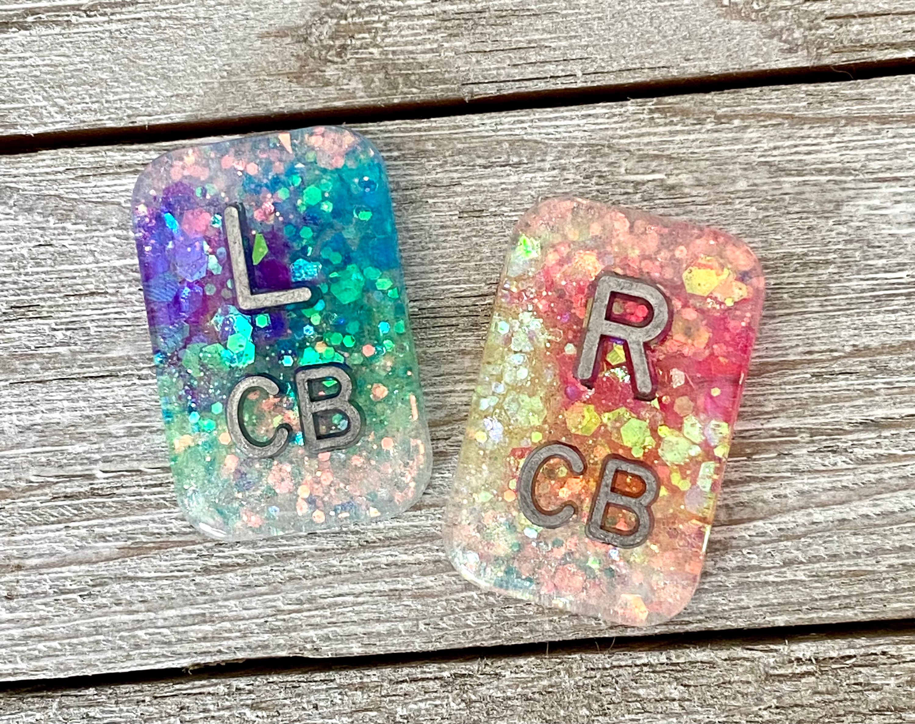 Rainbow X-Ray Markers Set with Initials or Numbers, Rectangle, Square, Circle, Glitter, Multi Color