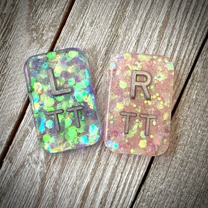 Rectangle X-ray Markers Set with Initials or Numbers, Glitter