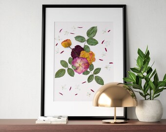 Pressed Flower Print - Downloadable Wall Art - Botanical Gallery Wall Art, Floral Printable Art, Wild Flowers Art - Modern Home Decor Art