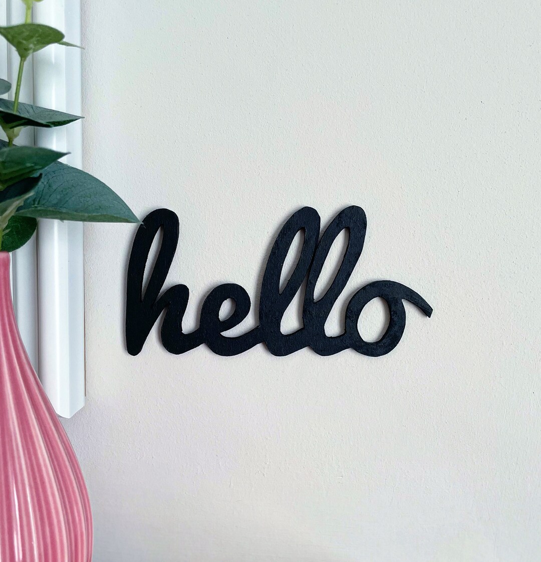 Hello Wooden Wall Word Wooden Wall Words Wooden Sayings Hallway Decor Etsy