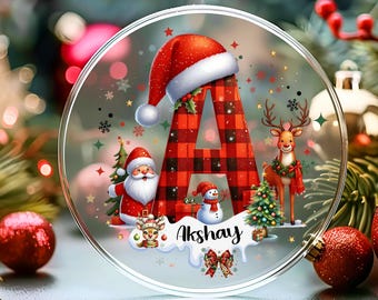 Personalized Christmas Ornaments PNG, Custom Alphabet Christmas Ornaments PNG, Family Name Christmas Ornament, Sublimation, Christmas Gifts