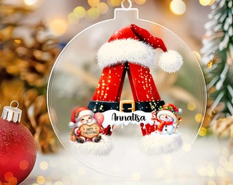 Personalized Alphabet Christmas Ornament PNG, Family Name, Sublimation (Digital Download)