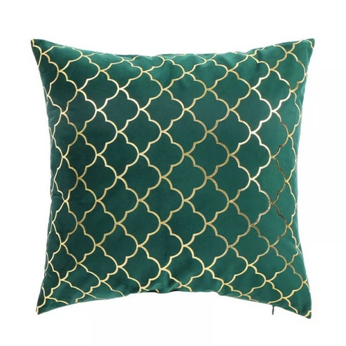 Cushion Covers UK Emerald Green & Gold Pillow Covers Throw Etsy UK