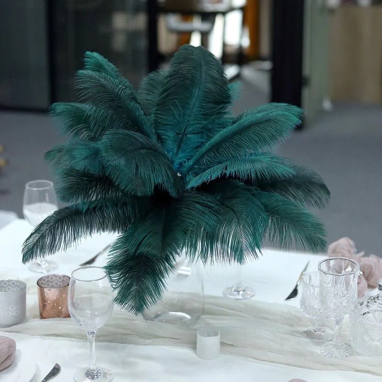 Gold Ostrich Feathers / Black Feathers Emerald Green Ostrich Feather