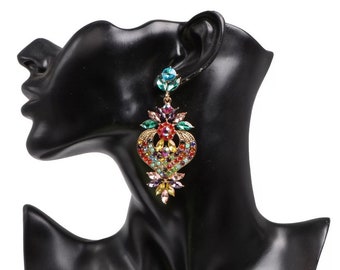 Colorful Bohemian 2.5” earring, bohemian flower earring