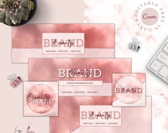 Editable Modern Facebook Banner | Custom Facebook Cover Design| Rose gold Social Media Banner| Canva Facebook header template| Blog Timeline