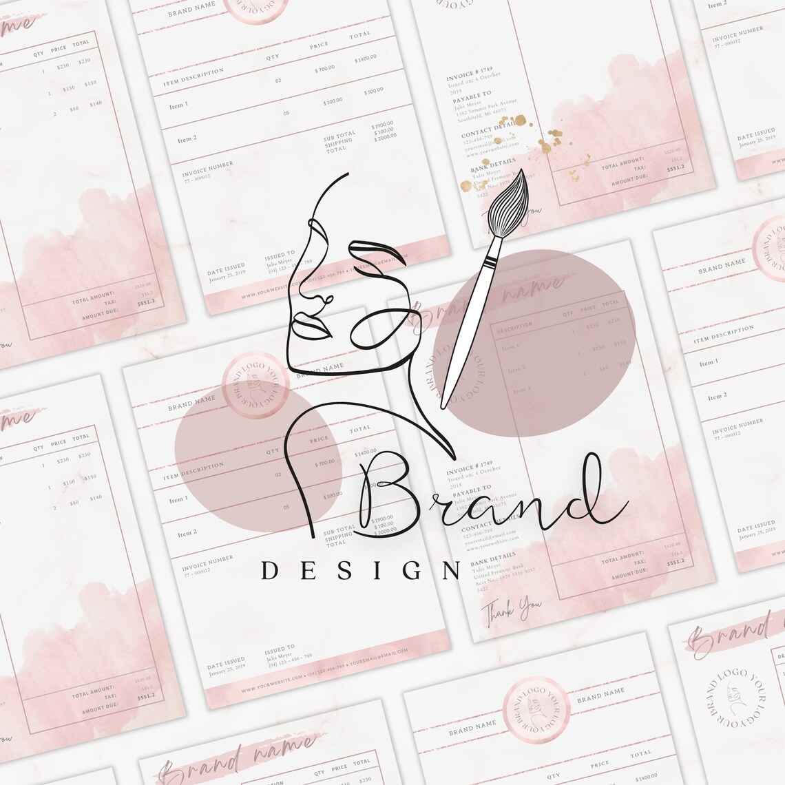 Editable Business Invoice Template Printable Custom Order - Etsy