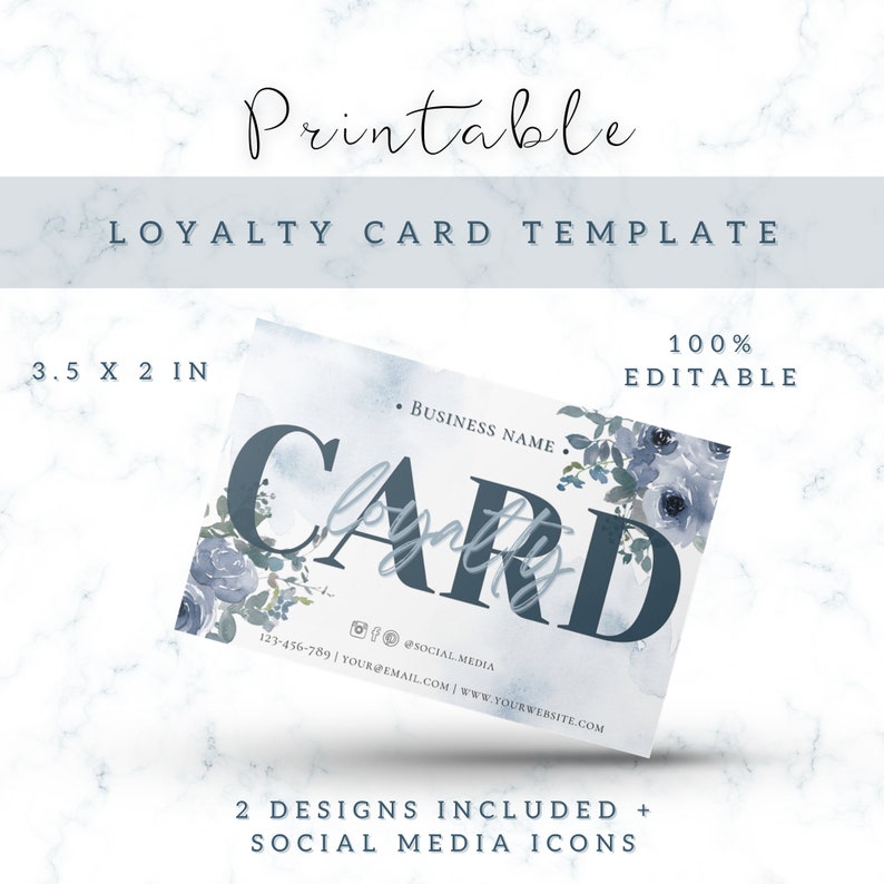 Editable Loyalty Card Template Printable Canva Customer Reward Card ...