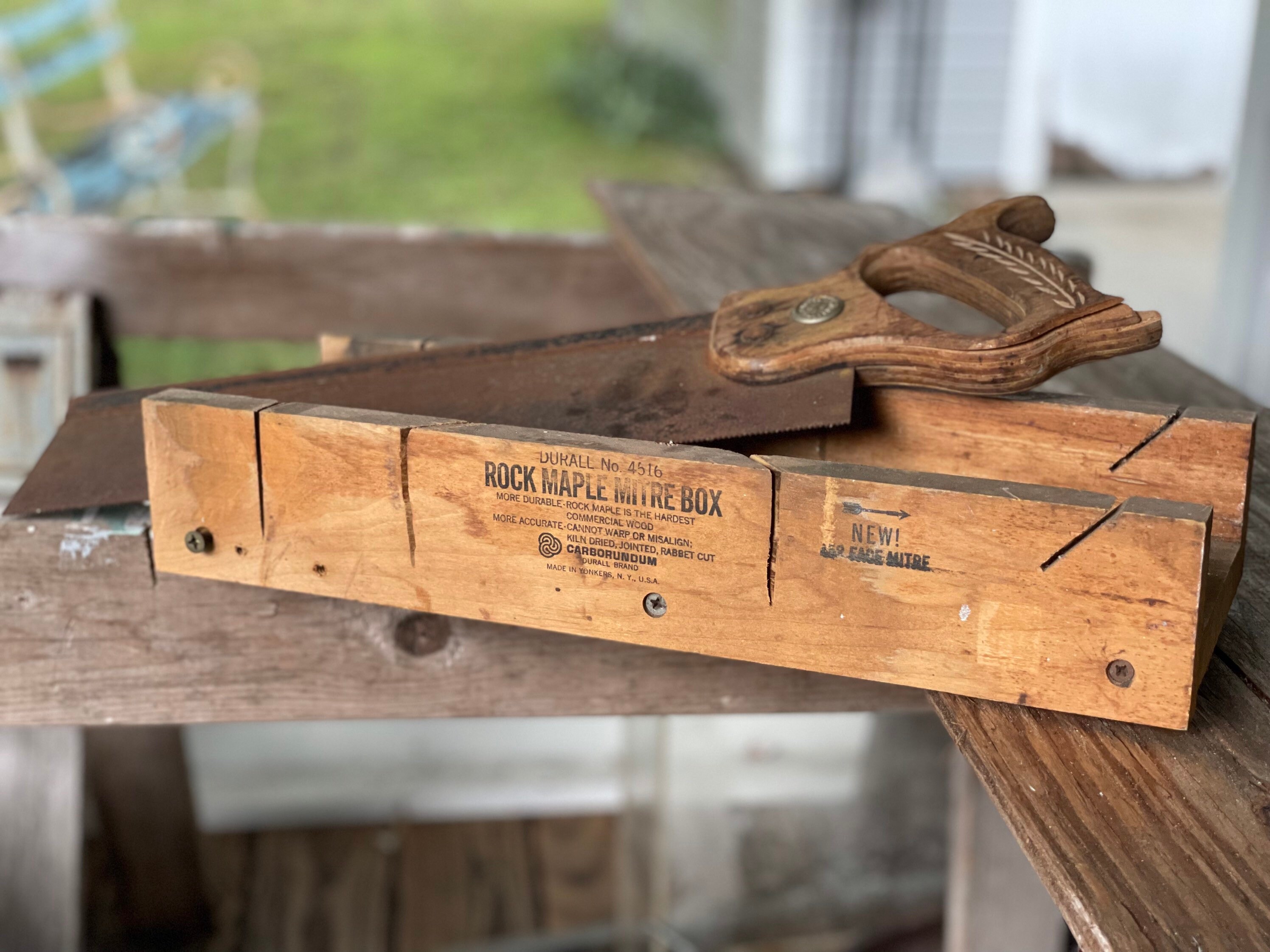 Rock Maple Mitre Box Durall No. 4516 Carborundum Durall Brand Made in Yonkers NY USA
