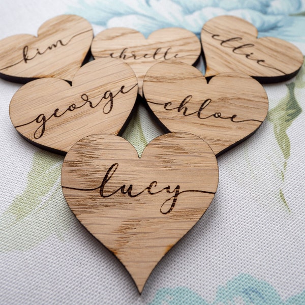 Personalised Place Names | Wooden Heart | Wedding Place Setting | Wood Place Name | Wedding Favours