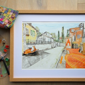 de_Inferno A Seite Aquarell Druck – Gaming Karte, CS Dekor, Wandkunst, Geschenk für Gamer, Einzigartiges Kunstwerk, Home Dekoration, Spielzimmer Poster