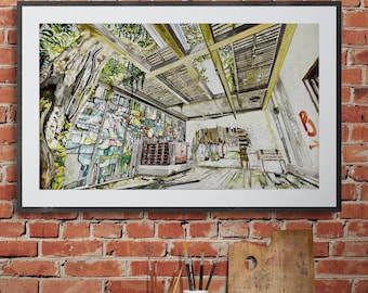 de_Cache Watercolor Print, Counter-Strike Gaming Wall Art