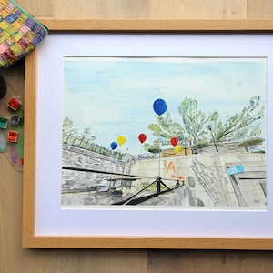 de_Overpass (Fiesta) Pintura de acuarela – Impresión, Impresión de juegos de acuarela, Mapas de juegos pintados para la decoración de la habitación, Arte de juegos hecho a mano, Arte de deportes electrónicos