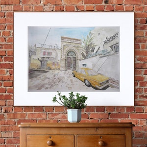 de_Dust2 Long Doors &quot;Cab&quot; Watercolor Print - Gaming Art, Counter Strike Decor, Gaming Art, Gamer Decor, Art for gamers, Digital landscapes