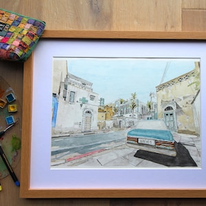 de_Dust2 A Site Long Car [Aquarelle - Impression] - Cartes de jeu colorées, impressions de jeux vives, décoration de salle de jeu, oeuvre d'art Counter-Strike
