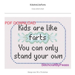 Funny Kids Cross Stitch Pattern: Adult Humor Quote (PDF Download)