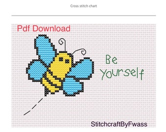Bee Cross Stitch Pattern: Positive Affirmation, Beginner Friendly (PDF Pattern)