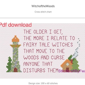 Sarcastic Witch of the Woods Cross Stitch Pattern (PDF Pattern)