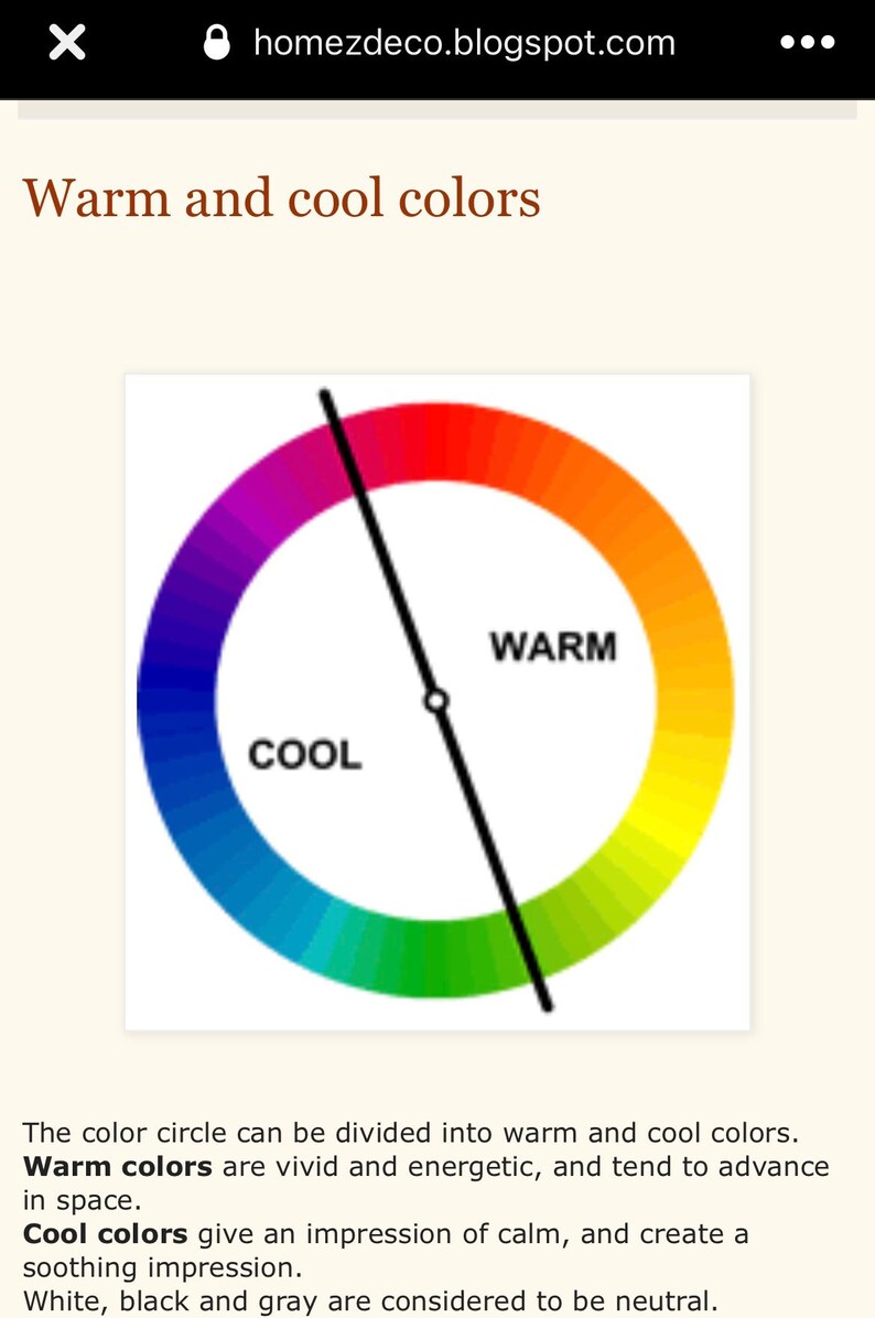 May include: A color wheel divided into warm and cool colors. The warm colors are on the right side of the wheel and the cool colors are on the left side of the wheel. The text "WARM" is written in black on the right side of the wheel and the text "COOL" is written in black on the left side of the wheel.