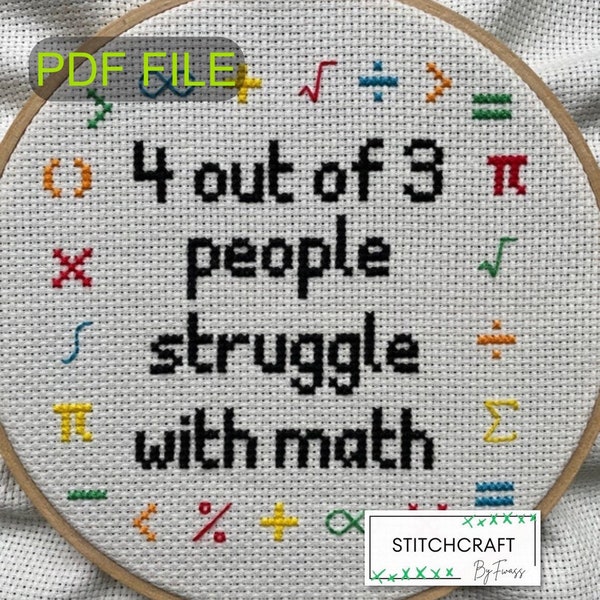 2 Cross stitch patterns, Funny cross stitch pattern, sarcastic, math quote, math humour, teacher gift, pattern keeper compatible