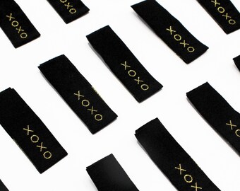 Black XOXO | Labels For Makers, Sew In Labels, Labels For Handmade Items, Product Tags Handmade Items, Woven Labels, Sew On Labels