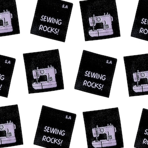 Nähen Rocks! | Etiketten für Maker, Etiketten zum Einnähen, Etiketten für handgemachte Artikel, Produktanhänger Handgefertigte Artikel, gewebte Etiketten, Etiketten zum Aufnähen