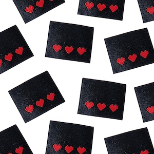 Pixel Herz | Etiketten für Maker, Etiketten zum Einnähen, Etiketten für handgemachte Artikel, Nähetiketten, gewebte Etiketten, Etiketten zum Aufnähen
