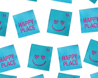 Happy Place | Labels For Makers, Sew In Labels, Labels For Handmade Items, Product Tags Handmade Items, Woven Labels, Sew On Labels