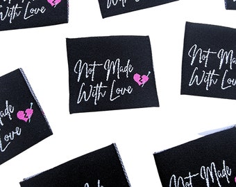 Labels For Makers, Sew In Labels, Labels For Handmade Items, Product Tags Handmade Items, Woven Labels, Sew On Labels, "Not Made With Love"