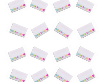 White Made By Me | Labels For Makers, Sew In Labels, Labels For Handmade, Product Tags Handmade Items, Woven Labels, Sew On Labels