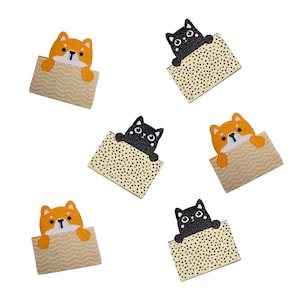 猫と犬の縫い付けラベル | 織り衣類タグ | 裁縫や工芸品用の手作り衣類ラベル | メーカー向けのかわいい動物の縫い付けラベル