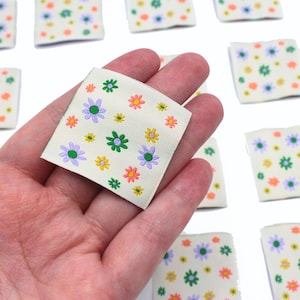 Boho Blume | Etiketten für Maker, Einnähen Etiketten, Etiketten für Handarbeit, Produkt Tags Handmade Artikel, Webetiketten, Aufnähen Etiketten