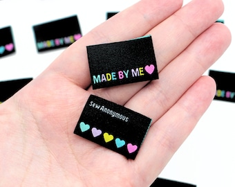 Black Made By Me | Labels For Makers, Sew In Labels, Labels For Handmade, Product Tags Handmade Items, Woven Labels, Sew On Labels