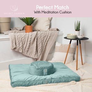 Cojín de meditación Blissful y nuevo dúo de zabutones: almohada de yoga grande y zabutón para máxima calma, regalo perfecto para la meditación.