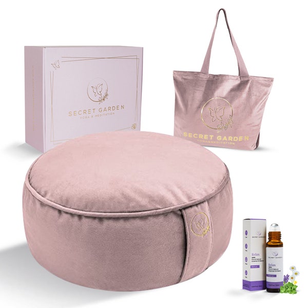 Velvet Buckwheat Meditation Cushion - Eco-Friendly Zafu Meditation Pillow Set for Serenity w/ Free Carry Bag | Relaxing Gift for Yoga Lovers