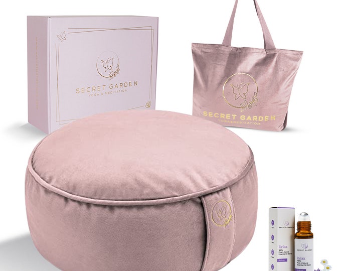 Velvet Buckwheat Meditation Cushion - Eco-Friendly Zafu Meditation Pillow Set for Serenity w/ Free Carry Bag | Relaxing Gift for Yoga Lovers