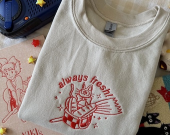 Jiji & Bread Embroidered Sweatshirt | Witchy, Magical, Kiki’s Delivery Service
