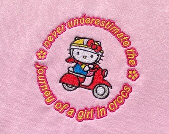 Girl in Crocs Embroidered Sweatshirt