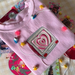 Retro hartcomputer | Geborduurd Webcore-sweater uit de jaren 90/2000