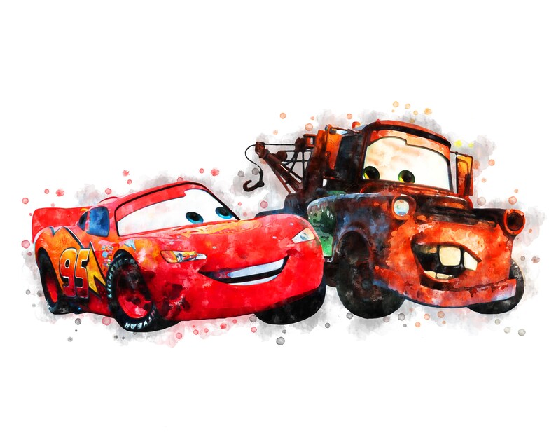 Lightning Mcqueen Tow Mater Poster Watercolor Printable Art | Etsy Canada