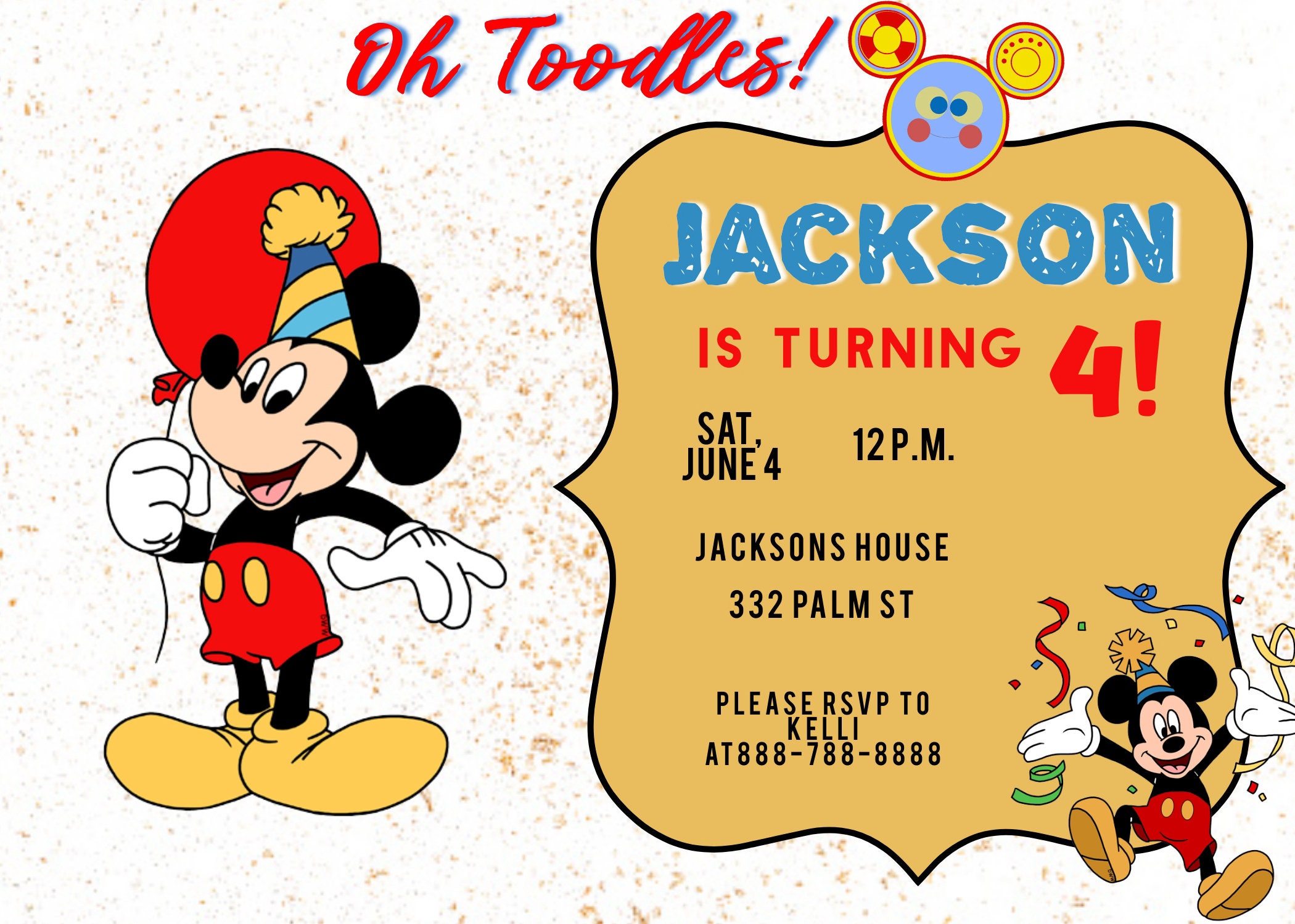 Mickey Mouse Birthday Invitation Digital Invitation Etsy