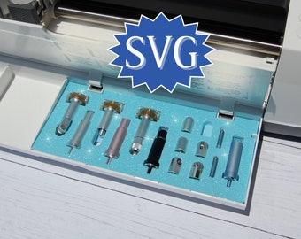 SVG Cricut Maker Blade and Tool Organizer, Inserto vassoio progetto file fai da te, Download digitale Template Maker 3 Grande spazio di archiviazione, Porta accessori