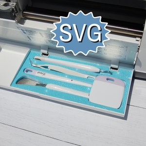Organiseur d'outils à main SVG pour machine Cricut, téléchargement numérique modèle Maker 3 grand plateau de rangement, insert de couvercle de projet de fichier bricolage, porte-accessoires